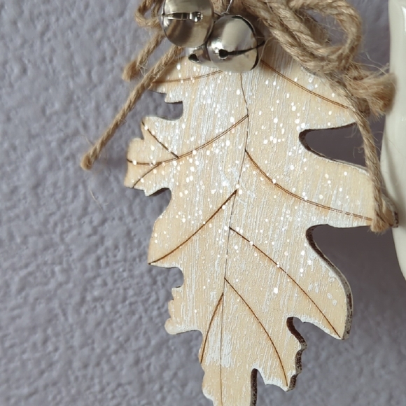 Rustic Leaf Ornaments with Bells Set of 10 - Picture 3 of 6